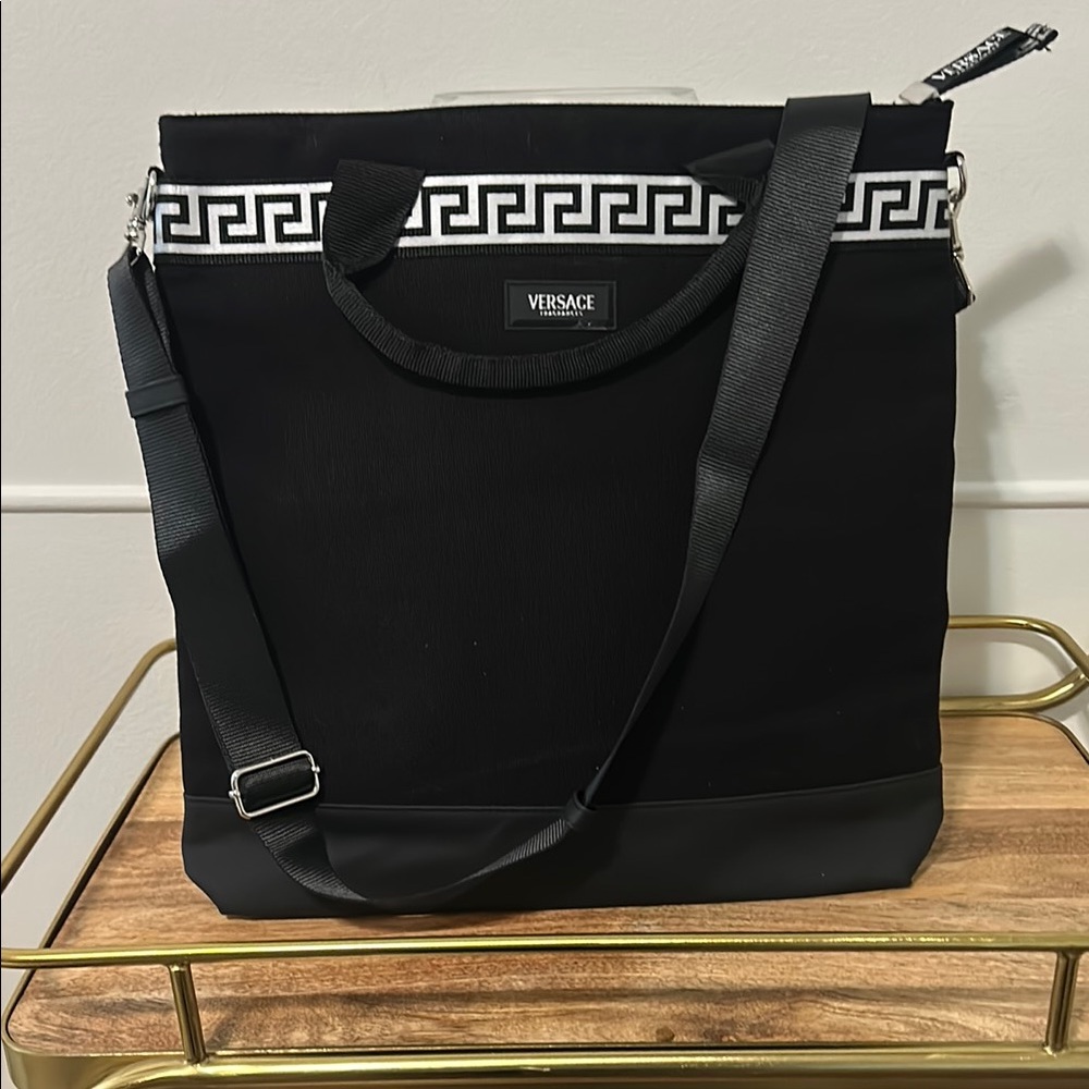 Versace Black and White Messenger Bag